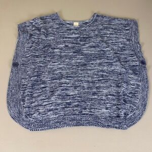 Blair Sweater Top‎ Plus Size Women's 3X Blue Marled Knit Button Poncho Crew Neck